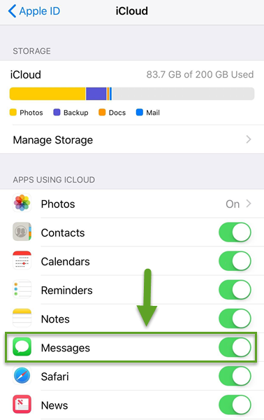 activate messages in icloud on iphone
