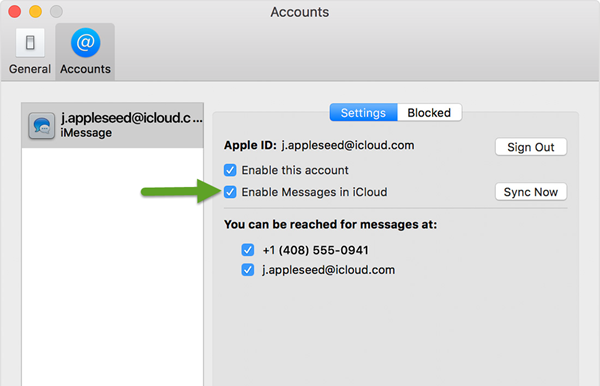 turn on icloud messages on mac